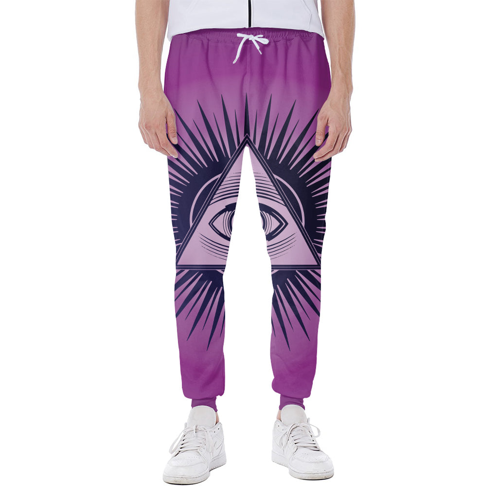 Purple Eye of Providence Print Scuba Joggers