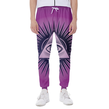 Purple Eye of Providence Print Scuba Joggers