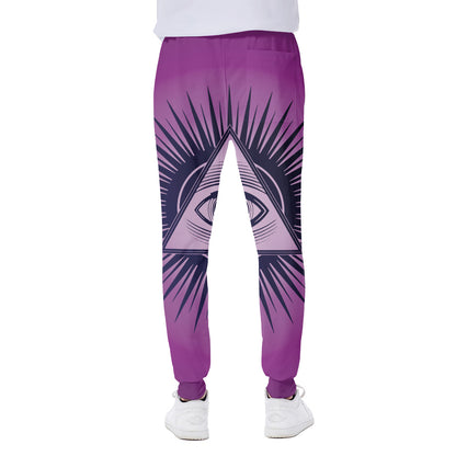 Purple Eye of Providence Print Scuba Joggers