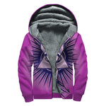 Purple Eye of Providence Print Sherpa Lined Zip Up Hoodie