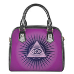Purple Eye of Providence Print Shoulder Handbag