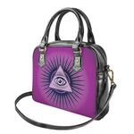 Purple Eye of Providence Print Shoulder Handbag
