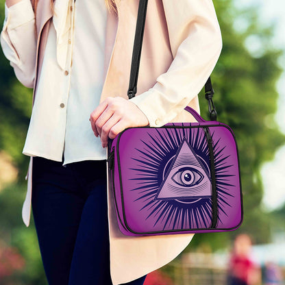 Purple Eye of Providence Print Shoulder Strap Bible Bag