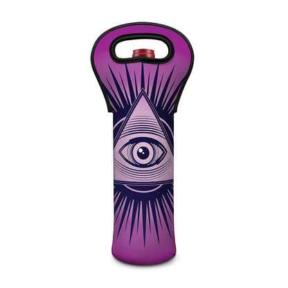 Purple Eye of Providence Print Single Neoprene Wine Tote