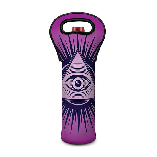 Purple Eye of Providence Print Single Neoprene Wine Tote