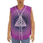 Purple Eye of Providence Print Sleeveless Baseball Jersey