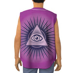 Purple Eye of Providence Print Sleeveless Baseball Jersey
