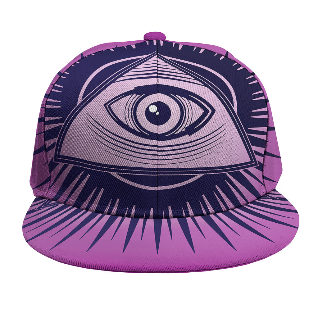 Purple Eye of Providence Print Snapback Cap