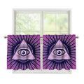 Purple Eye of Providence Print Tier Curtains