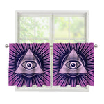 Purple Eye of Providence Print Tier Curtains