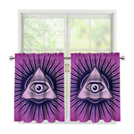 Purple Eye of Providence Print Tier Curtains