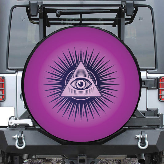 Purple Eye of Providence Print Tire Cover