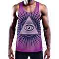 Purple Eye of Providence Print Men's Workout Tank Top