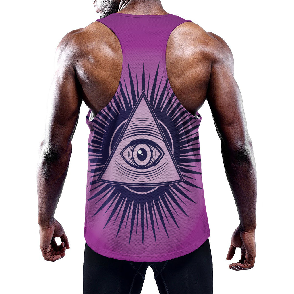 Purple Eye of Providence Print Training Tank Top
