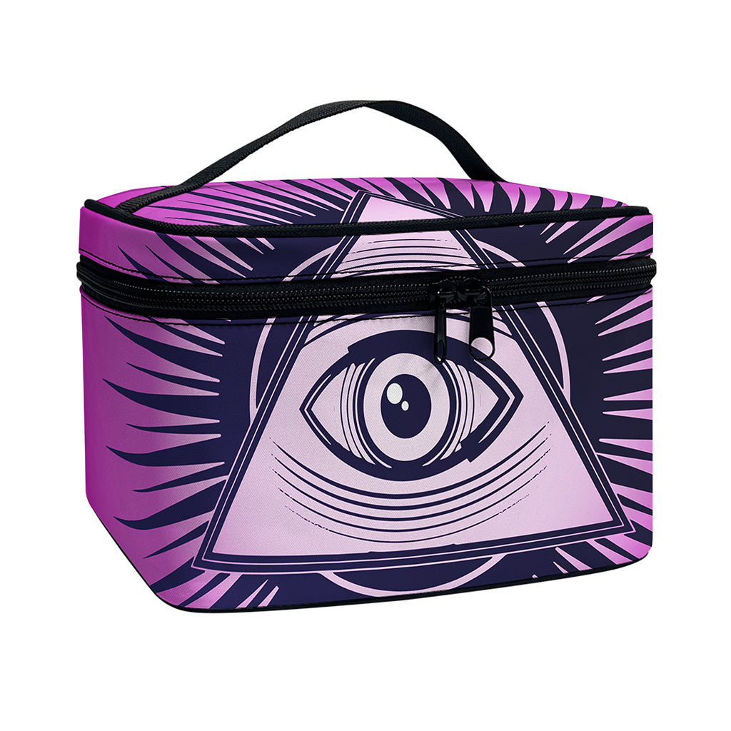 Purple Eye of Providence Print Travel Makeup Bag