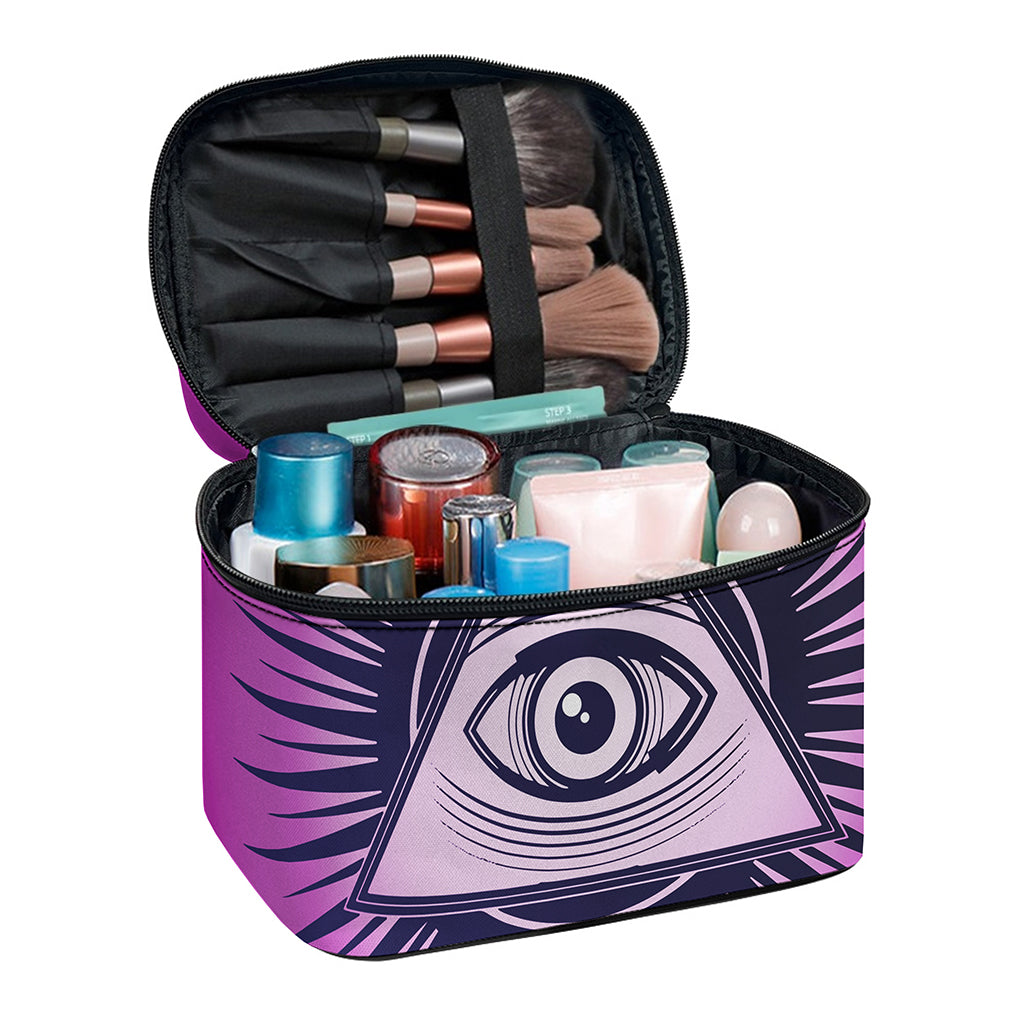 Purple Eye of Providence Print Travel Makeup Bag