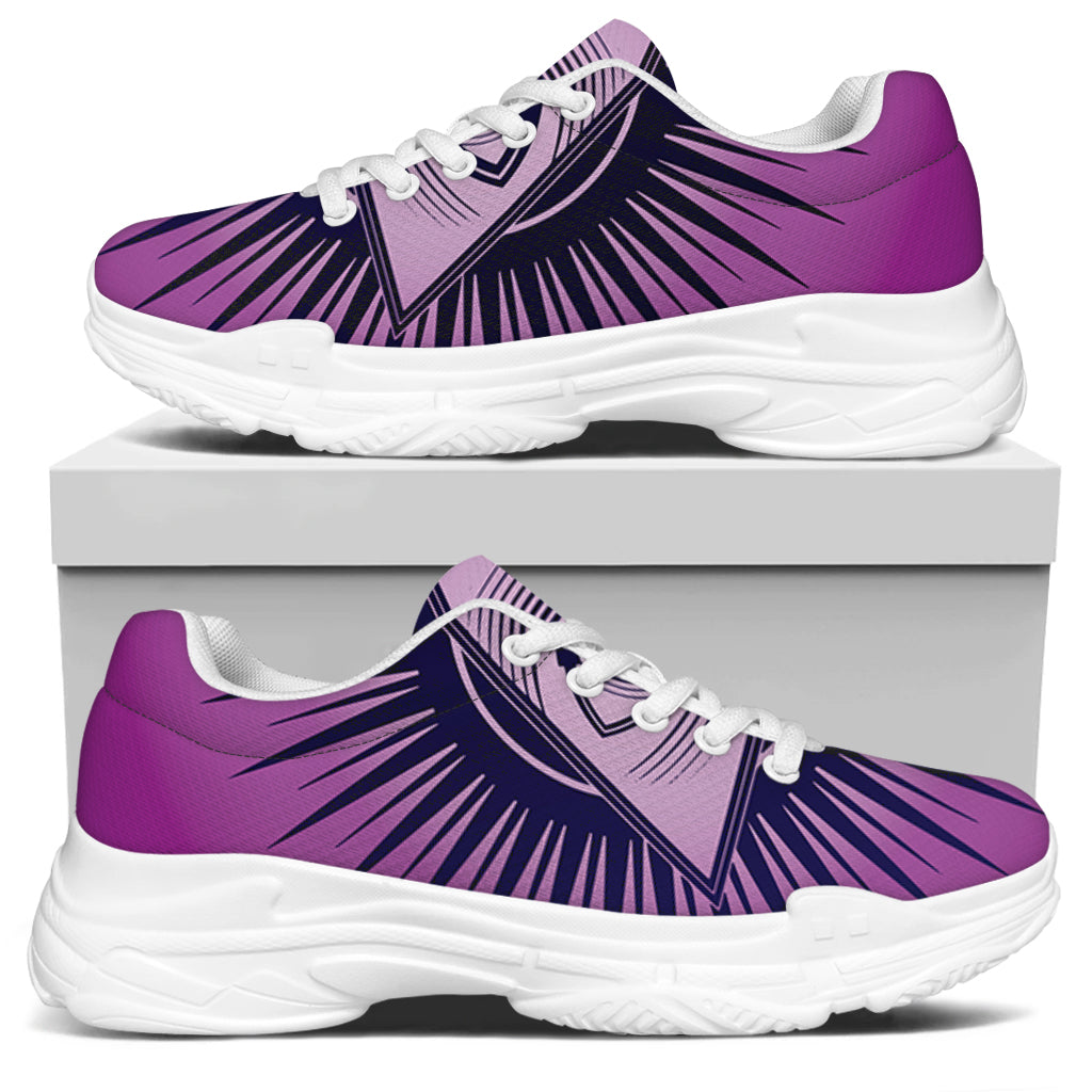 Purple Eye of Providence Print White Chunky Shoes