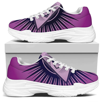 Purple Eye of Providence Print White Chunky Shoes