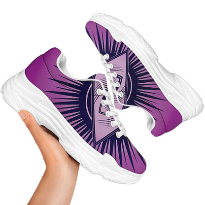Purple Eye of Providence Print White Chunky Shoes