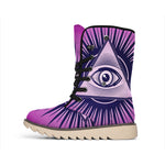 Purple Eye of Providence Print Winter Boots