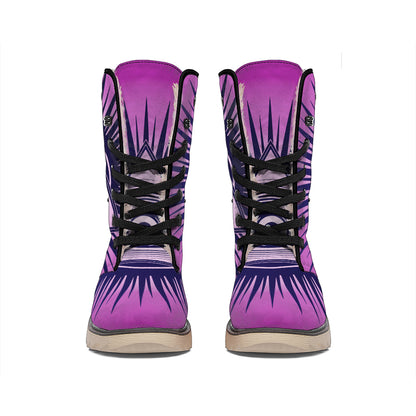 Purple Eye of Providence Print Winter Boots