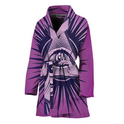 Purple Eye of Providence Print Women's Bathrobe
