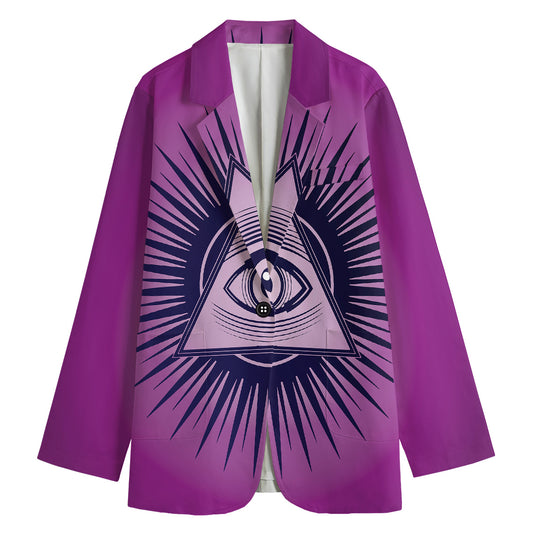 Purple Eye of Providence Print Women's Blazer