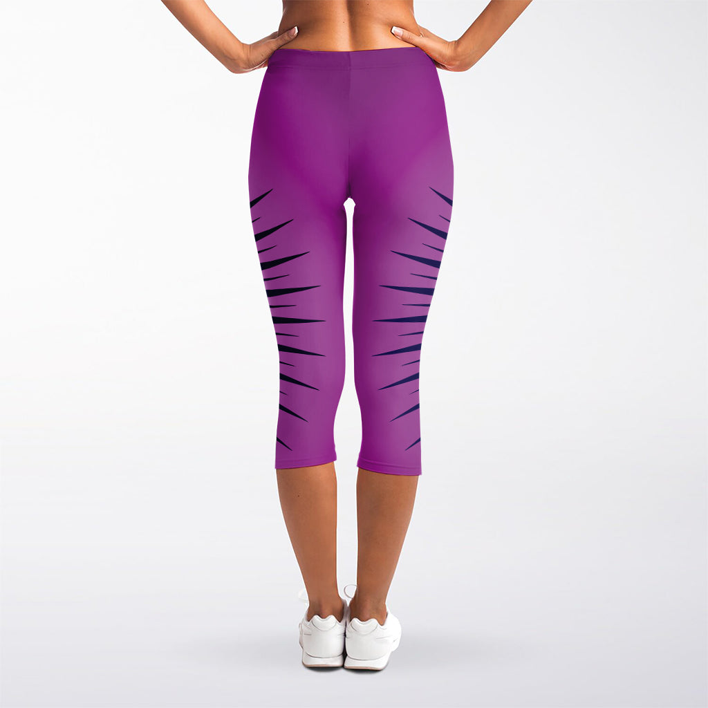 Purple Eye of Providence Print Women's Capri Leggings