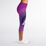 Purple Eye of Providence Print Women's Capri Leggings