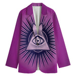 Purple Eye of Providence Print Women's Cotton Blazer
