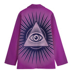 Purple Eye of Providence Print Women's Cotton Blazer