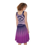 Purple Eye of Providence Print Women's Sleeveless Dress