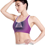 Purple Eye of Providence Print Women's Sports Bra