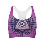 Purple Eye of Providence Print Women's Sports Bra