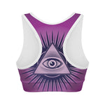 Purple Eye of Providence Print Women's Sports Bra