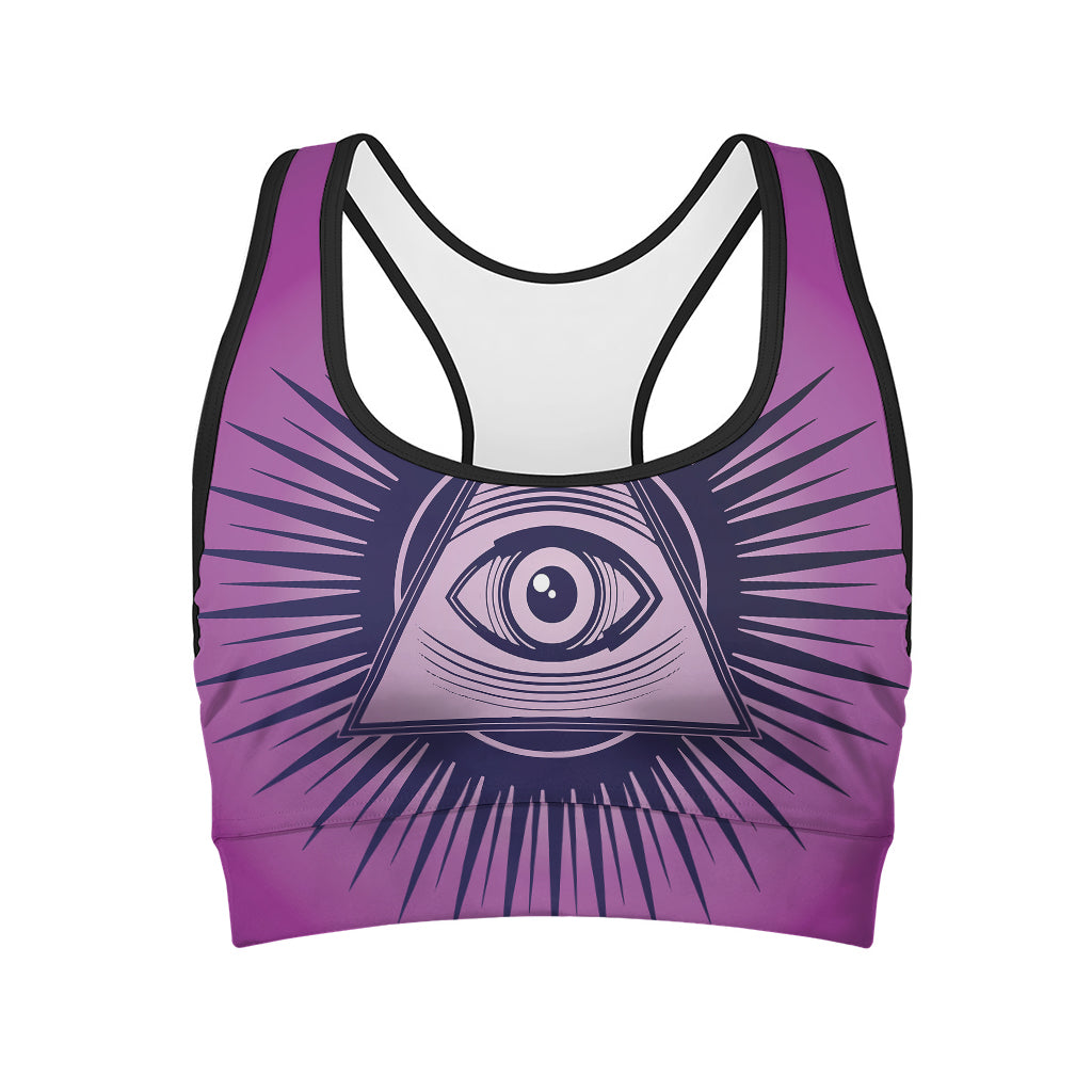 Purple Eye of Providence Print Women's Sports Bra