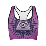 Purple Eye of Providence Print Women's Sports Bra