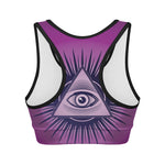 Purple Eye of Providence Print Women's Sports Bra