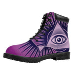 Purple Eye of Providence Print Work Boots