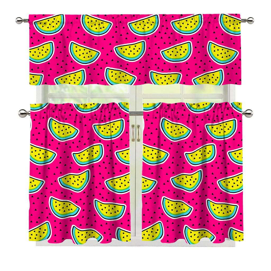 Purple Fancy Watermelon Pattern Print 3 Piece Kitchen Curtains