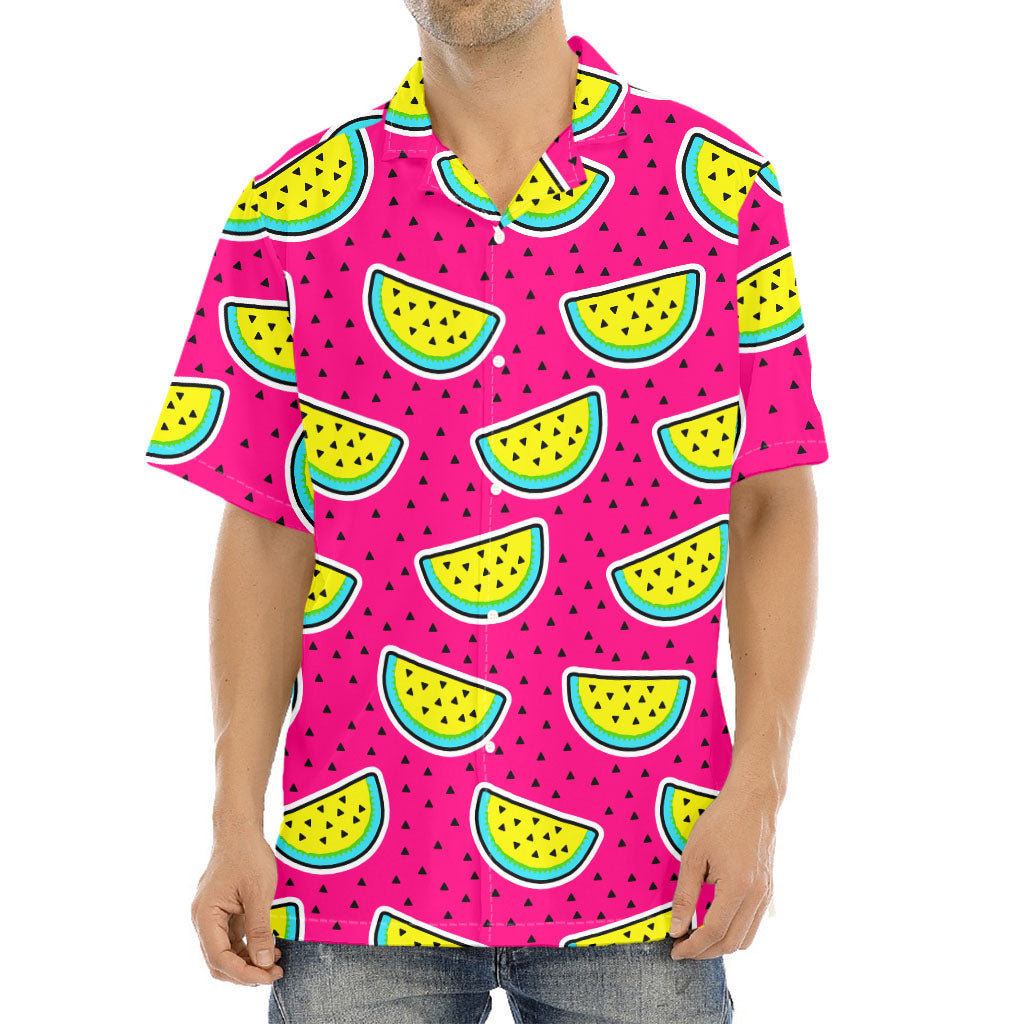 Purple Fancy Watermelon Pattern Print Aloha Shirt