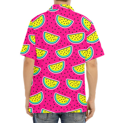 Purple Fancy Watermelon Pattern Print Aloha Shirt