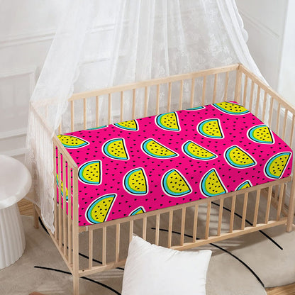 Purple Fancy Watermelon Pattern Print Baby Crib Sheet