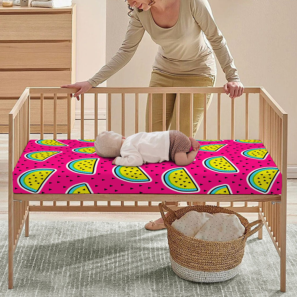 Purple Fancy Watermelon Pattern Print Baby Crib Sheet