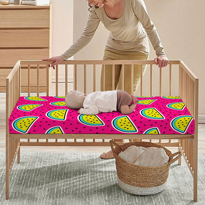 Purple Fancy Watermelon Pattern Print Baby Crib Sheet