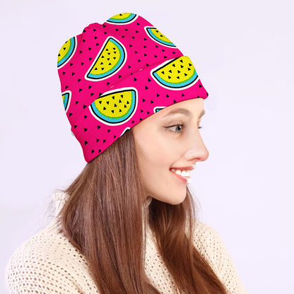 Purple Fancy Watermelon Pattern Print Beanie
