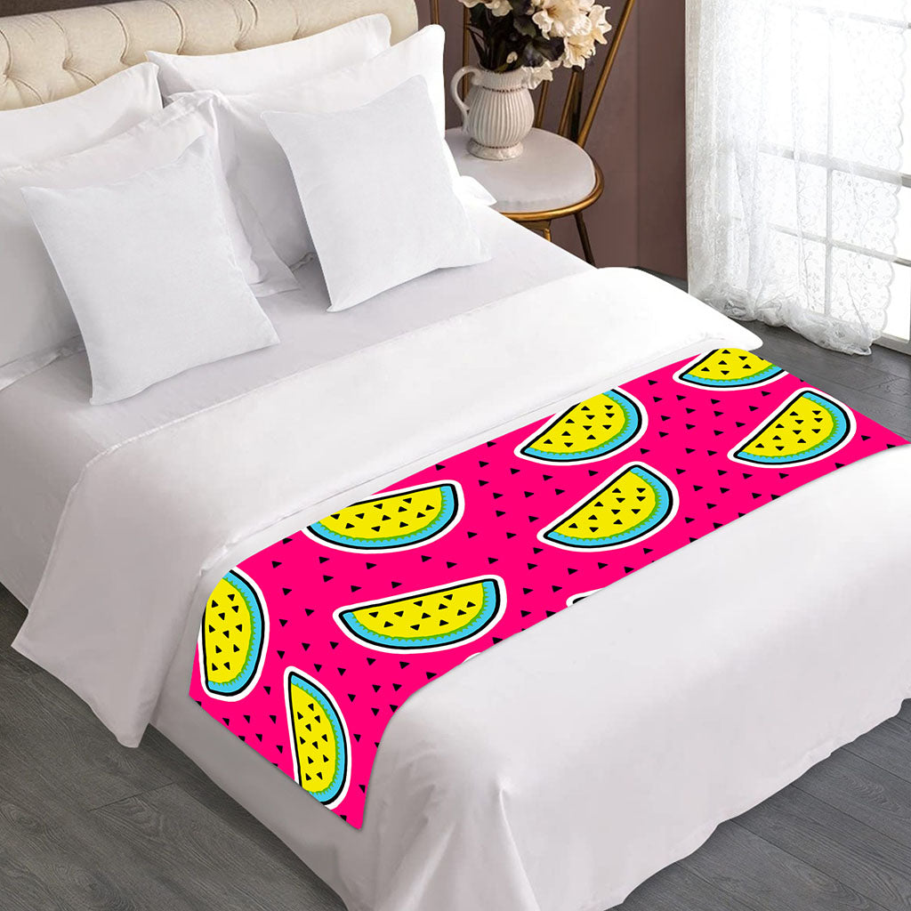 Purple Fancy Watermelon Pattern Print Bed Runner