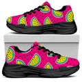 Purple Fancy Watermelon Pattern Print Black Chunky Shoes