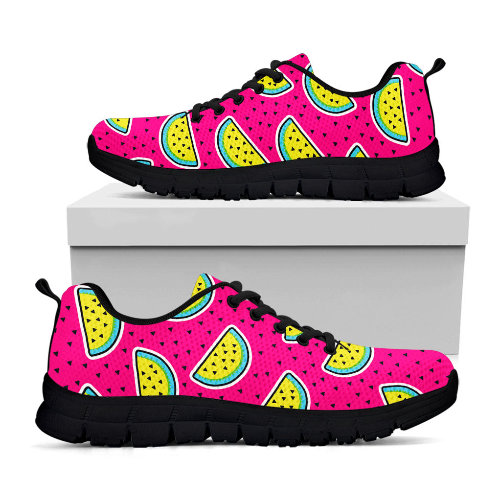 Purple Fancy Watermelon Pattern Print Black Running Shoes