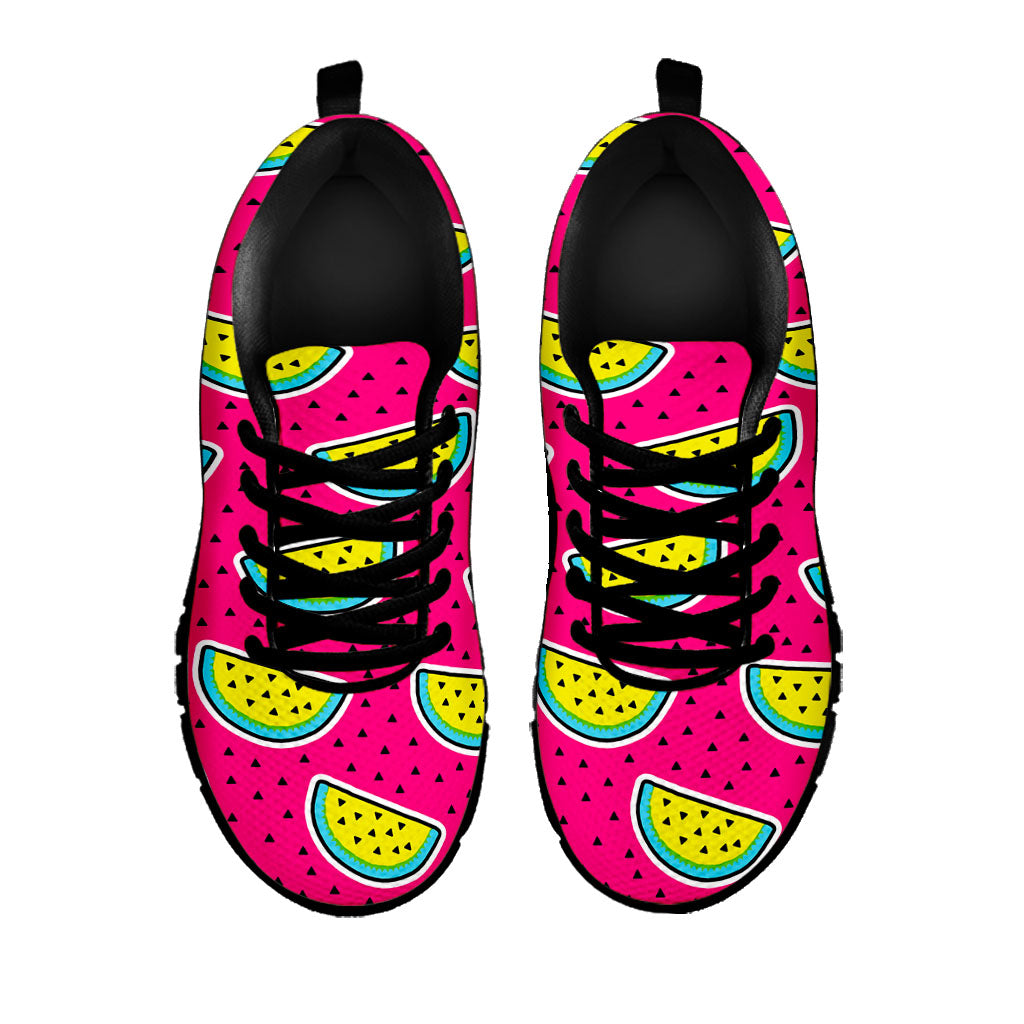 Purple Fancy Watermelon Pattern Print Black Running Shoes